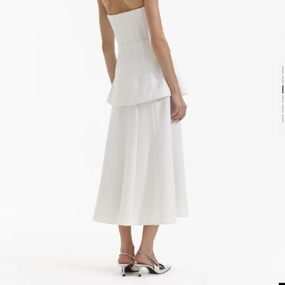 Self-Portrait White Bandeau Crepe Midi Dress - Picture 3 of 7